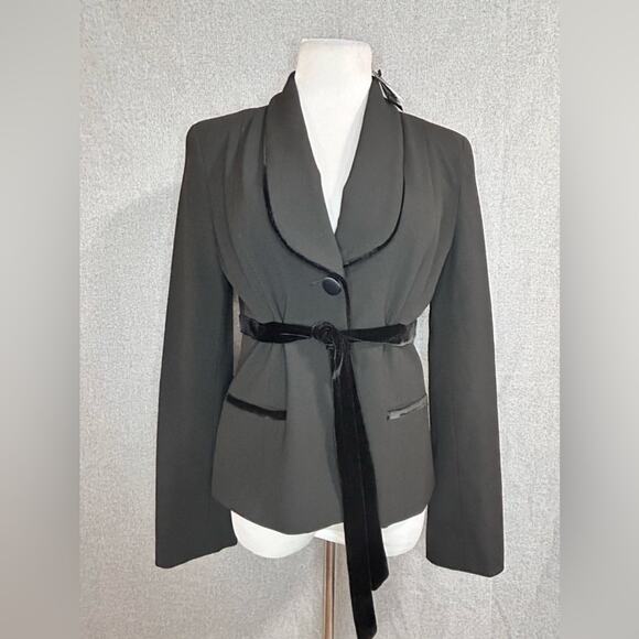 Nwt- Laundry by Shelli Segal-  Blazer with velvet piping and tie waist - Picture 1 of 6